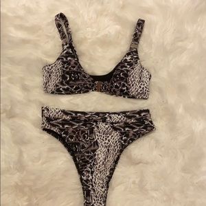 High waisted snake skin bikini set